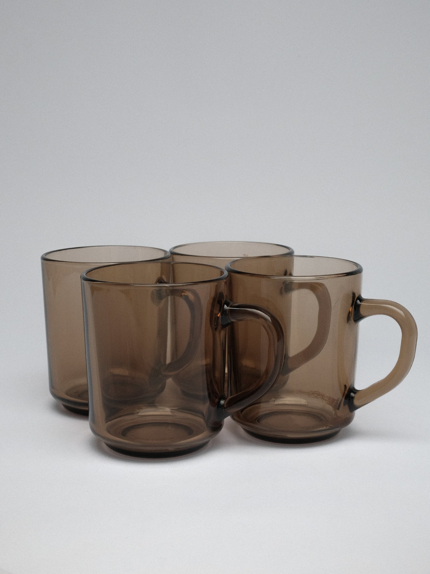 Arcoroc France Smokey Glass Mugs Set of 4