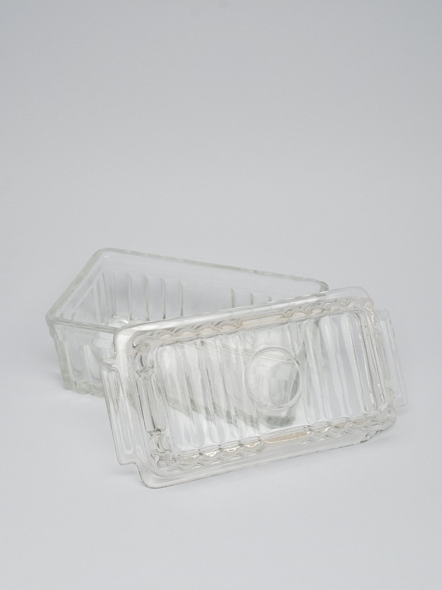 Vintage Glass Butter Dish Depression-Era Style (c. 1930s–40s)