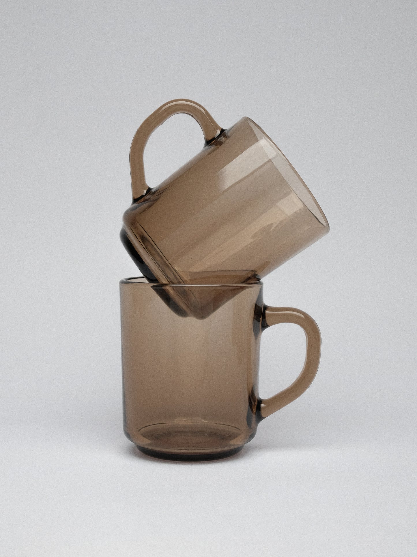 Arcoroc France Smokey Glass Mugs Set of 4