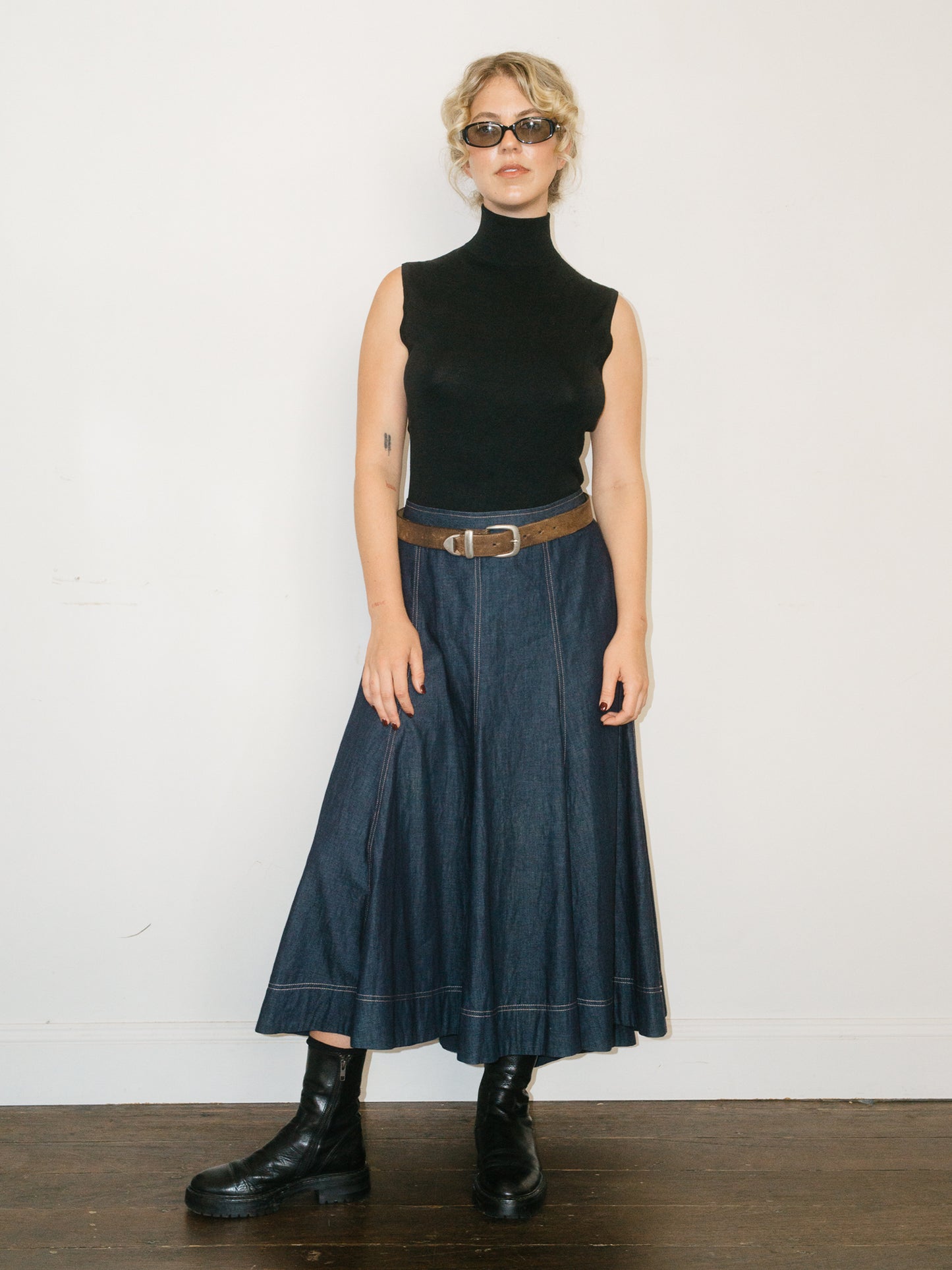 Denim Look A-Line Skirt 32”