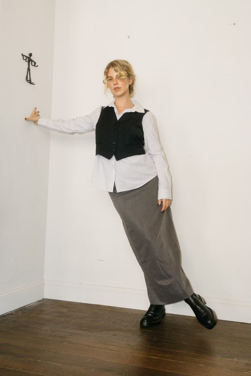 Midi Split Skirt Grey 26"