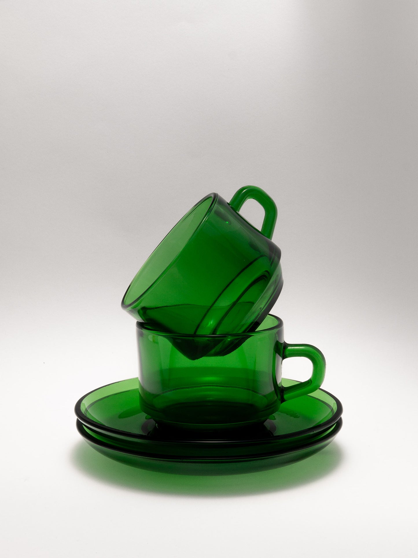 Glass Espresso Cups x2 Bottle Green
