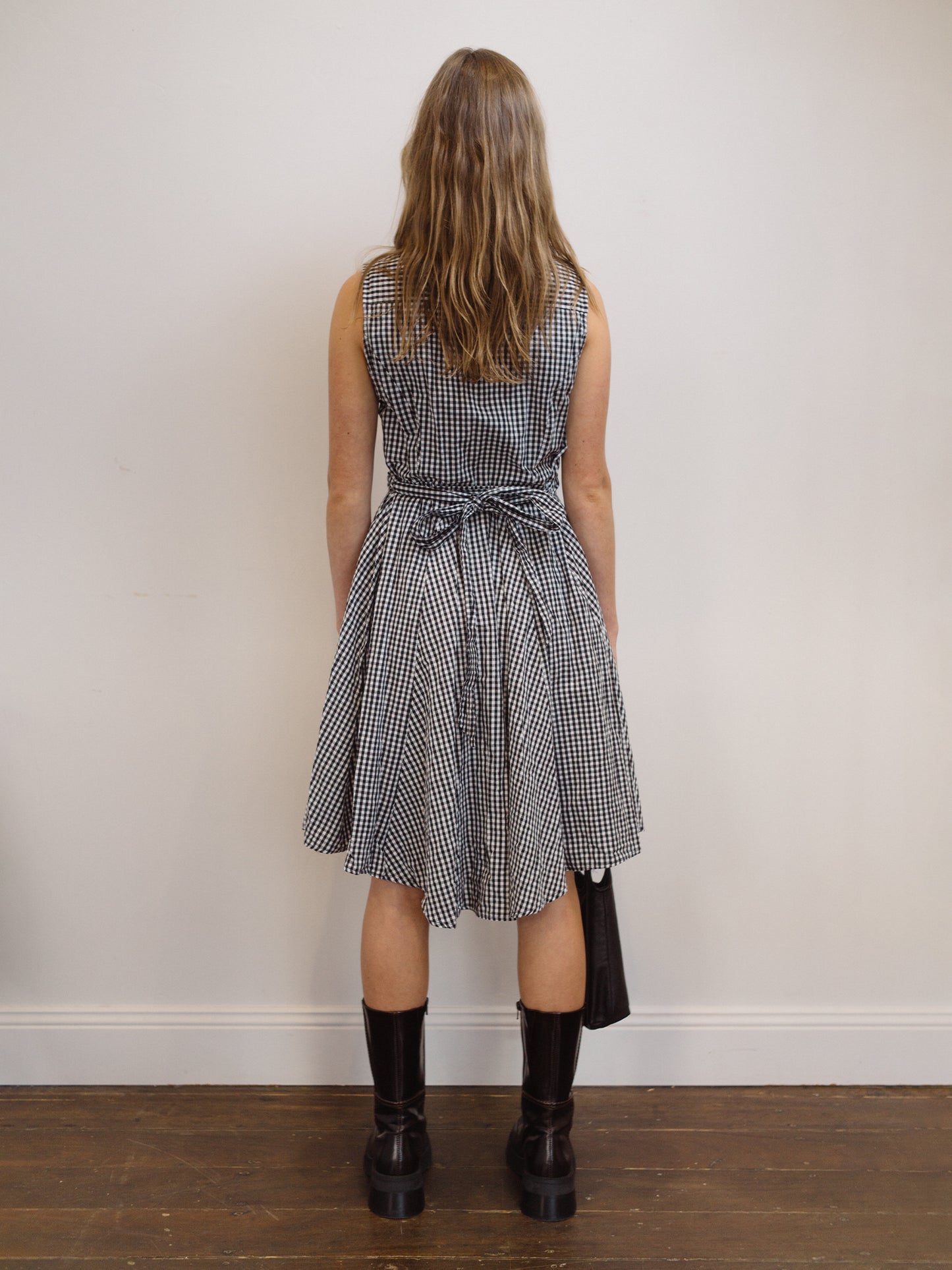 Picnic Tie Dress Houndstooth S-M