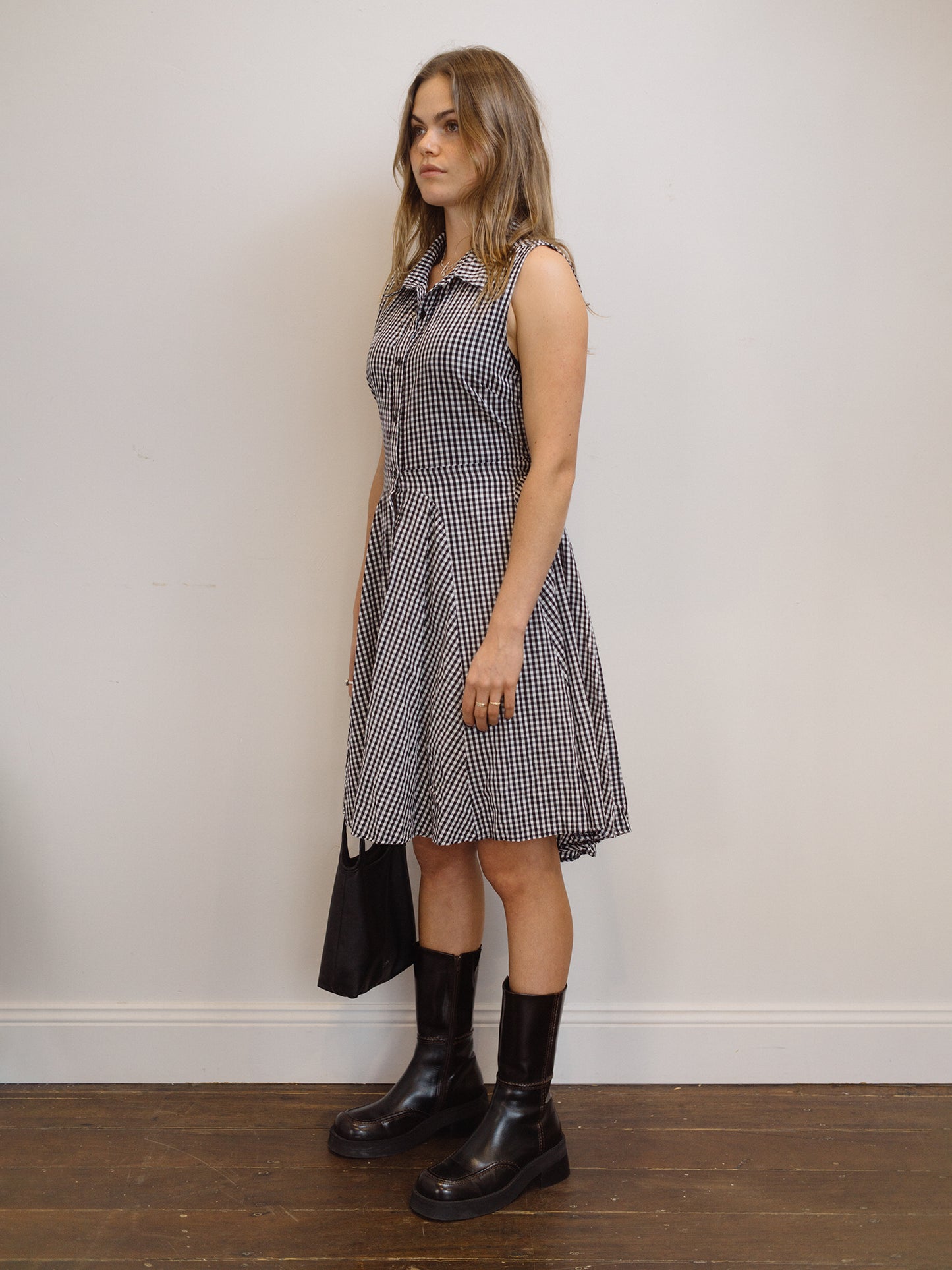 Picnic Tie Dress Houndstooth S-M