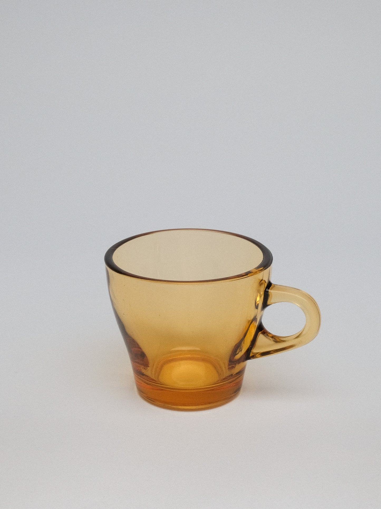 Amber Glass Espresso Cups + Plates Set of 4