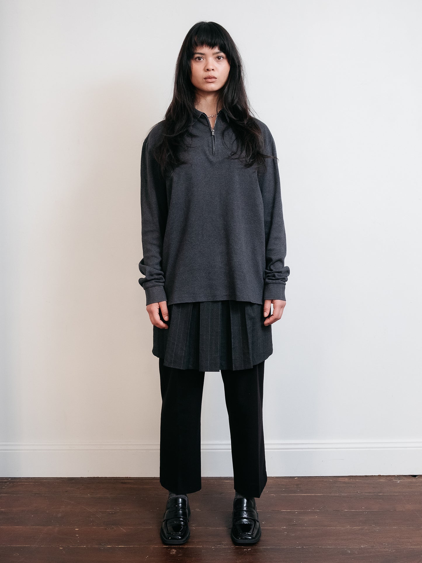 Cropped Pleat Pantalon Black 24"