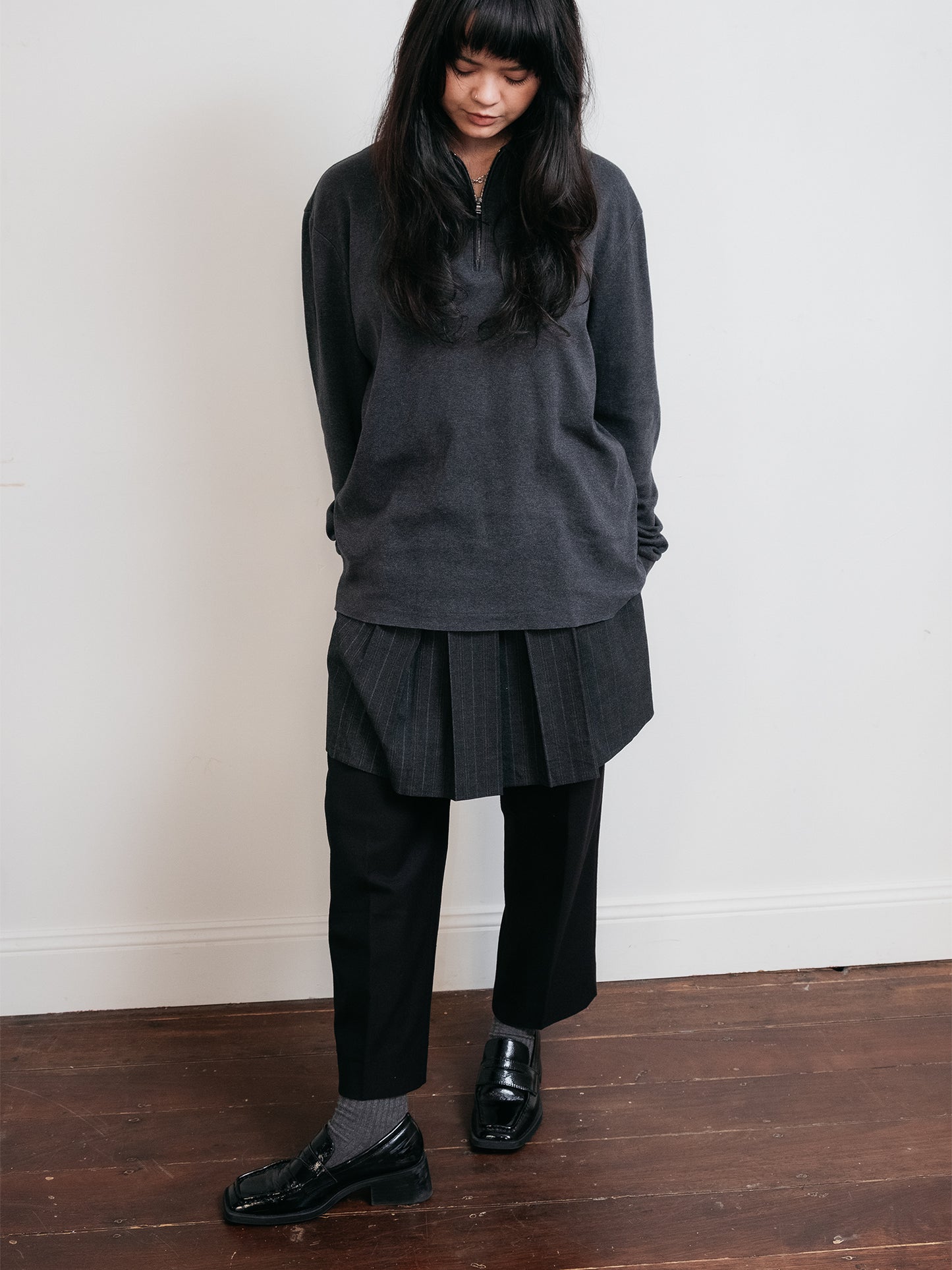 Pleat Skirt Charcoal 24" (Australian Made)