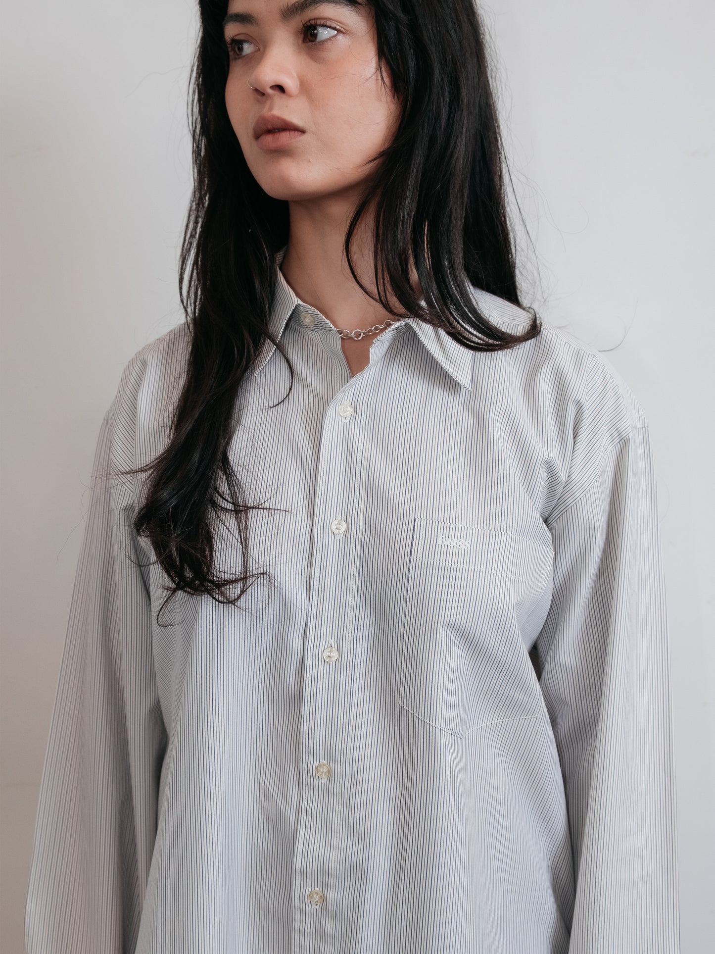 Boss Cotton Button Up Pinstripe M-L