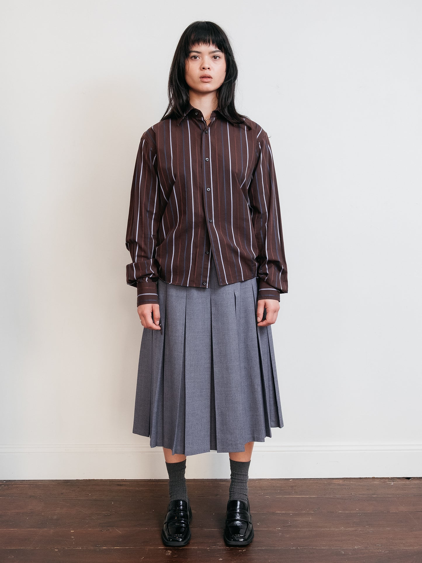 Wool Pleat Skirt Grey 30" (Australian Made)