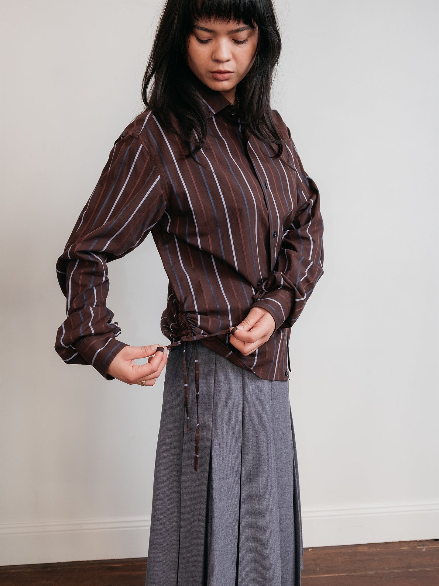 Wool Pleat Skirt Grey 30" (Australian Made)