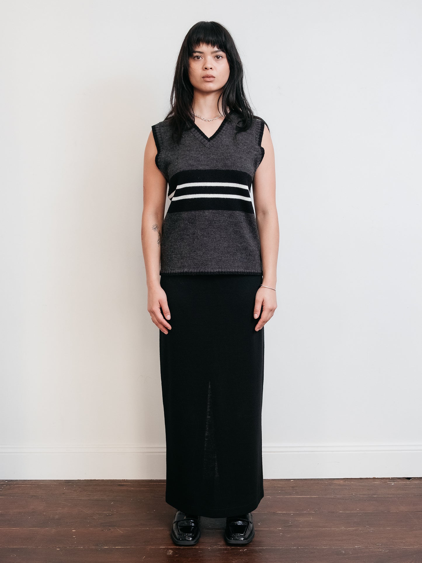Retro Stripe Vest Black S-M