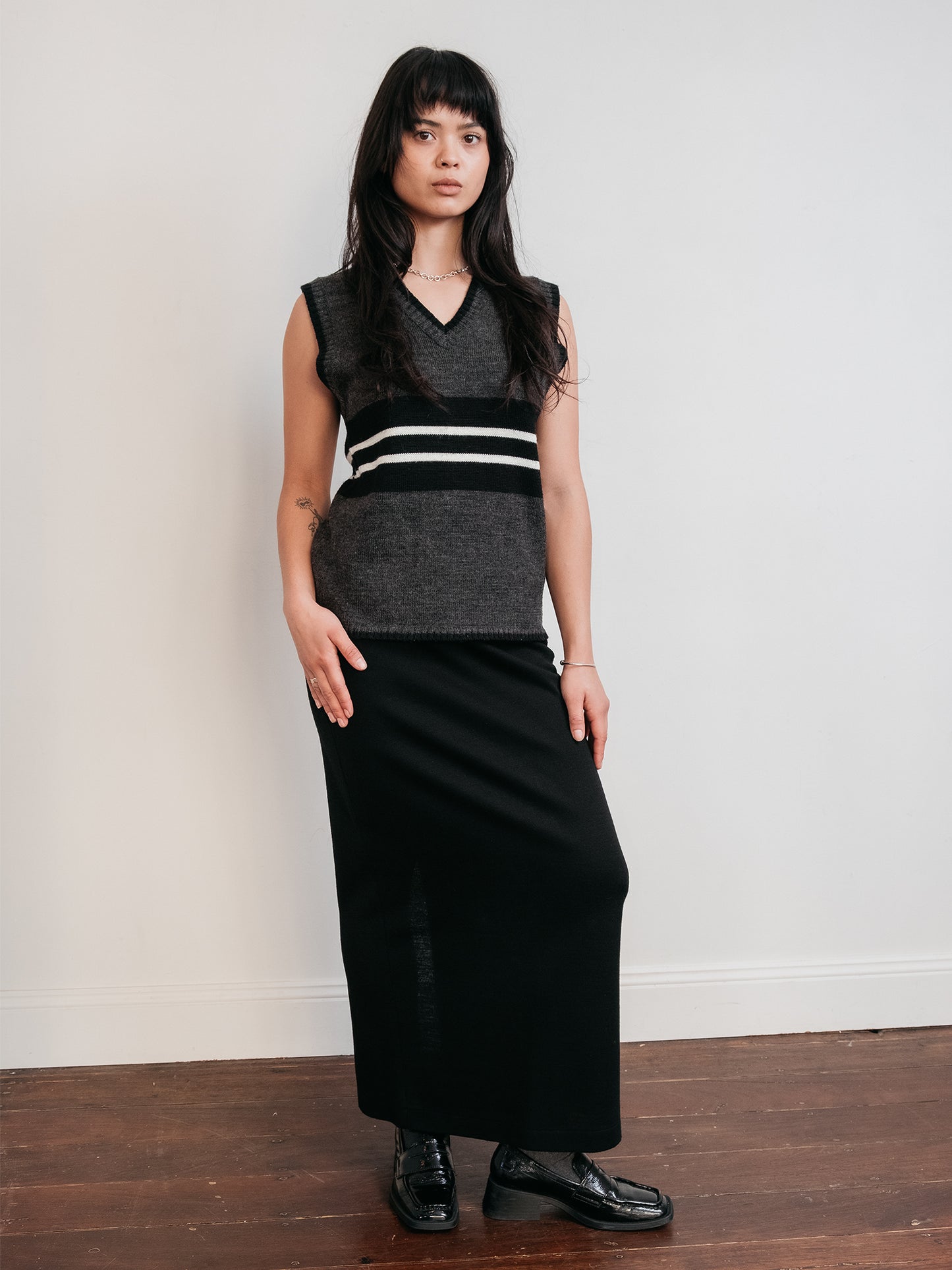 Retro Stripe Vest Black S-M