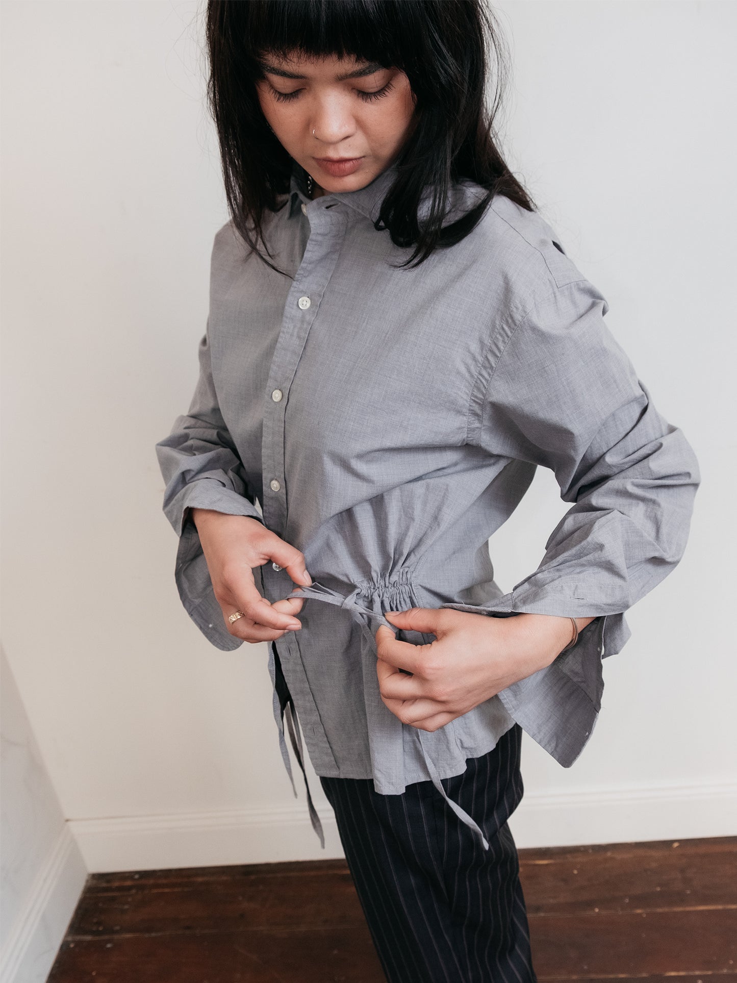 Un Upcycled Tie Shirt 1/1 Grey S-M