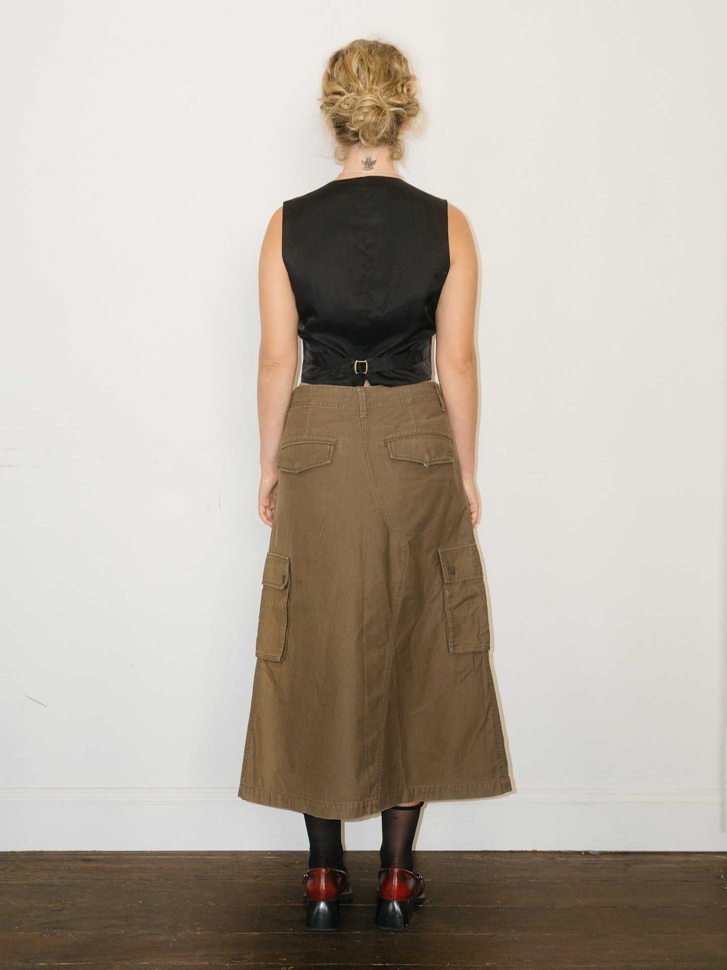 Cropped Wool Waistcoat Black M